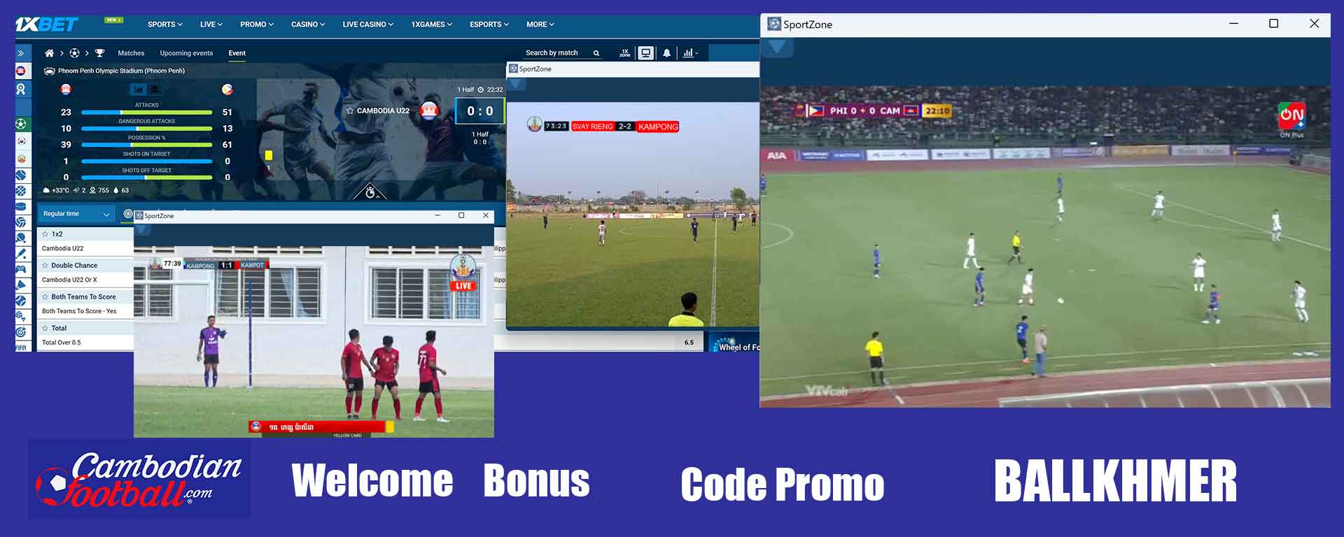 Watch live football matches now for free 1Xbet Asian Fooball